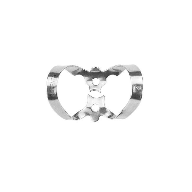 129-006 - крепление для Раббер Дам Медента, тип «бабочка»,  для резцов и клыков, со слегка фестончатыми несимметричными щечками | Medenta Instruments Co. (Пакистан)